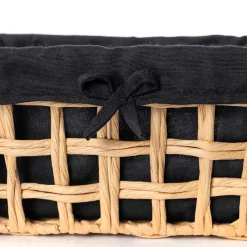 Cestas De Almacenamiento>Cesta de baño negra y beige 24x32cm