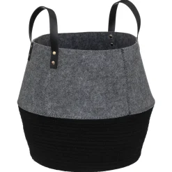 atmosphera Cestas Y Baúles>Cesta de fieltro gris y negro SOUL 39cm
