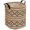 atmosphera Cestas Y Baúles>Cesta decorada VALY beige y negro de yute 32cm