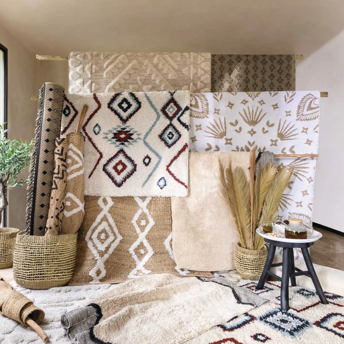 atmosphera Cestas Y Baúles|Estilo Étnico>Cesta Redonda Ajoure Tamaño 3/3 43x43Cm