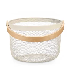 Encimera Y Lavavajillas>Cesta redonda de metal blanco 25.5cm