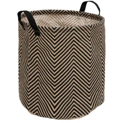 atmosphera Cestas Y Baúles|Estilo Industrial>Cesta VALY zig-zag beige y negro de yute 32cm