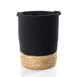 Cestas Para La Ropa Sucia>Cesto baño negro y natural 50cm
