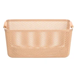 Cestas Y Palanganas>Cesto beige con asa de bambú 32x20.5cm