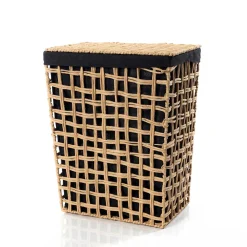 Cestas Para La Ropa Sucia>Cesto de baño negra y beige 56cm
