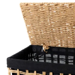 Cestas Para La Ropa Sucia>Cesto de baño negra y beige 56cm