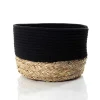 Cestas De Almacenamiento>Cesto de baño negro y natural 25x32cm