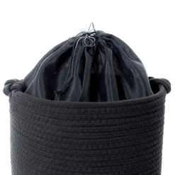 Cestas Para La Ropa Sucia>Cesto de baño negro y natural 45cm
