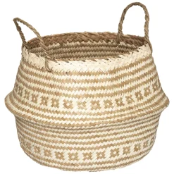 atmosphera Cestas Y Baúles>Cesto Decorativo Con Asas Beige 35x30Cm