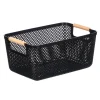 Cestas Y Palanganas>Cesto negro con asa de bambú 32x20.5cm