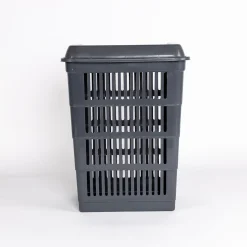 Cestas Y Palanganas>Cesto para colada con tapa gris 40L