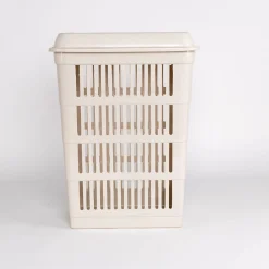 Cestas Y Palanganas>Cesto para colada con tapa crema 40L