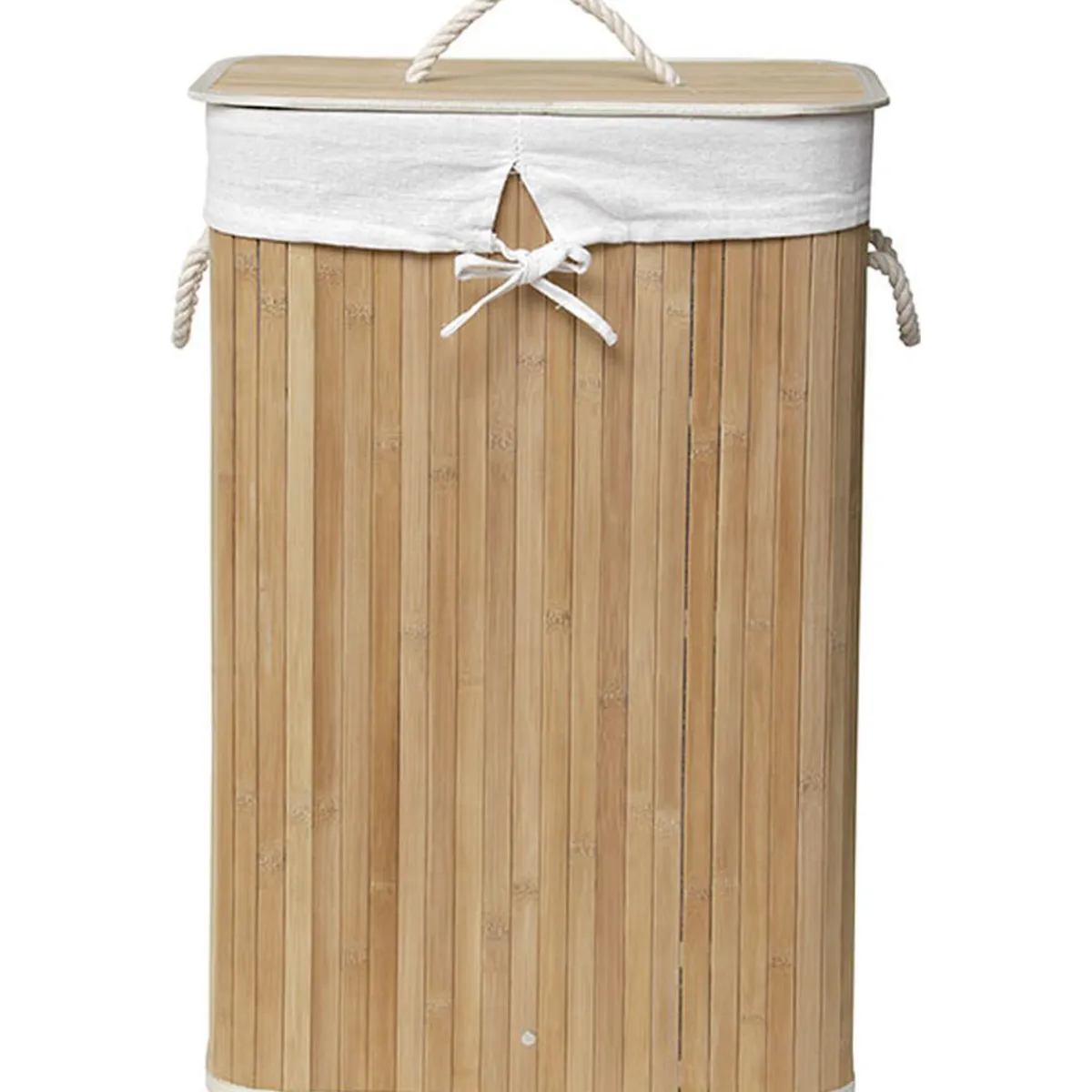 5five Cestas Para La Ropa Sucia>Cesto para colada rectangular natural de bambú