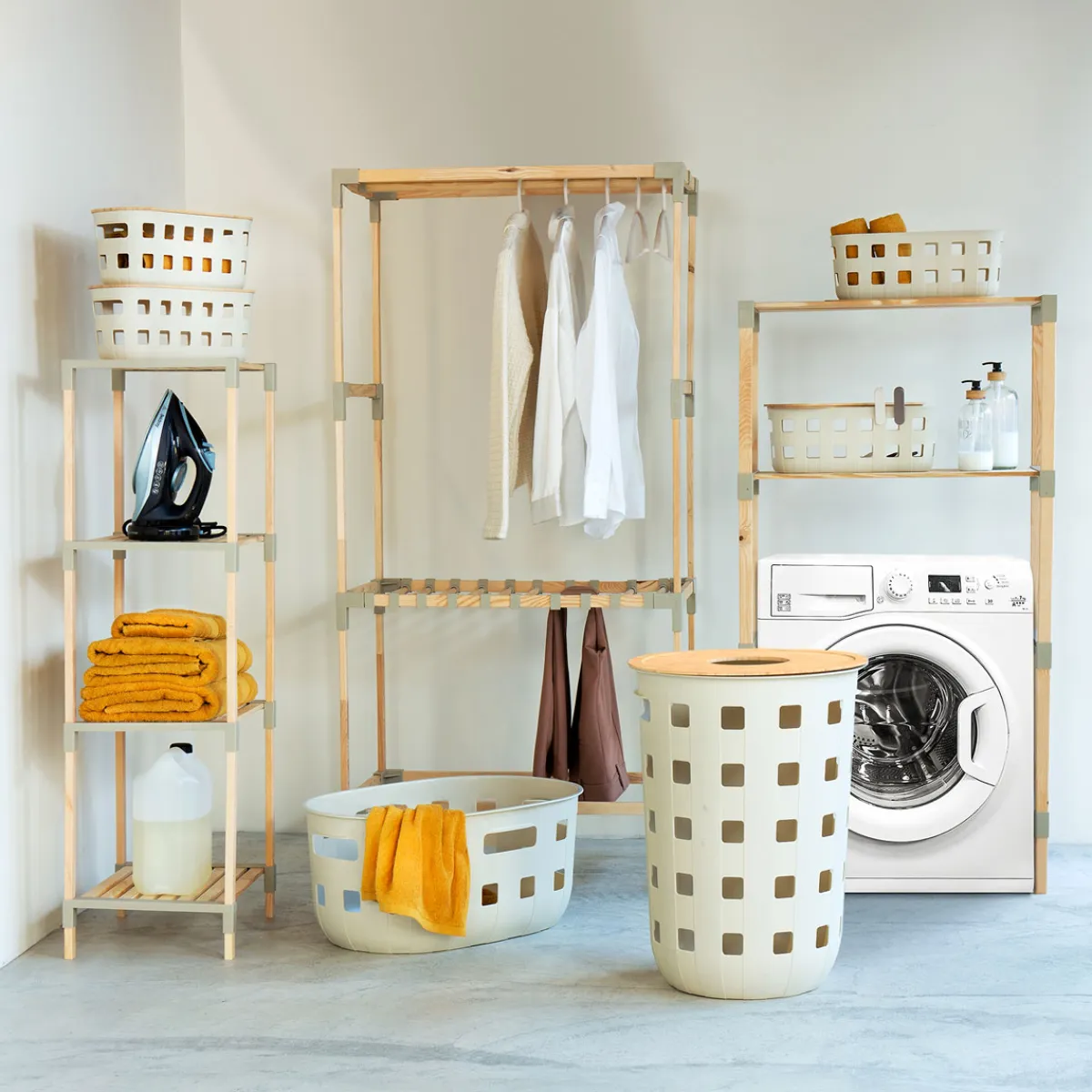 5five Cestas Para La Ropa Sucia>Cesto para ropa sucia HARMONY beige 60L