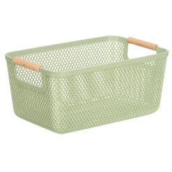 Cestas Y Palanganas>Cesto verde con asa de bambú 36x22cm