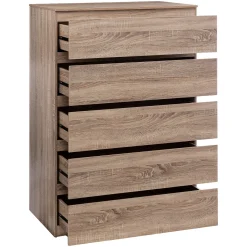 5five Muebles Y Carros De Apoyo>Cómoda de almacenaje DOLO marrón con 5 cajones