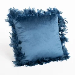 Cojines Y Fundas Decorativas>Cojín azul de terciopelo 40x40cm