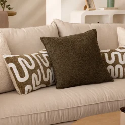 atmosphera Cojines Y Fundas Decorativas>Cojín Bouclette Verde Caqui 45x45cm