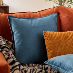 atmosphera Cojines Y Fundas Decorativas>Cojín LILOU de tela azul oscuro