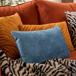 atmosphera Cojines Y Fundas Decorativas>Cojín LILOU de tela azul oscuro