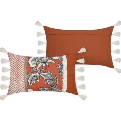 Cojines Y Fundas Decorativas>Cojín naranja FARNIENTE con pompones 30x50cm