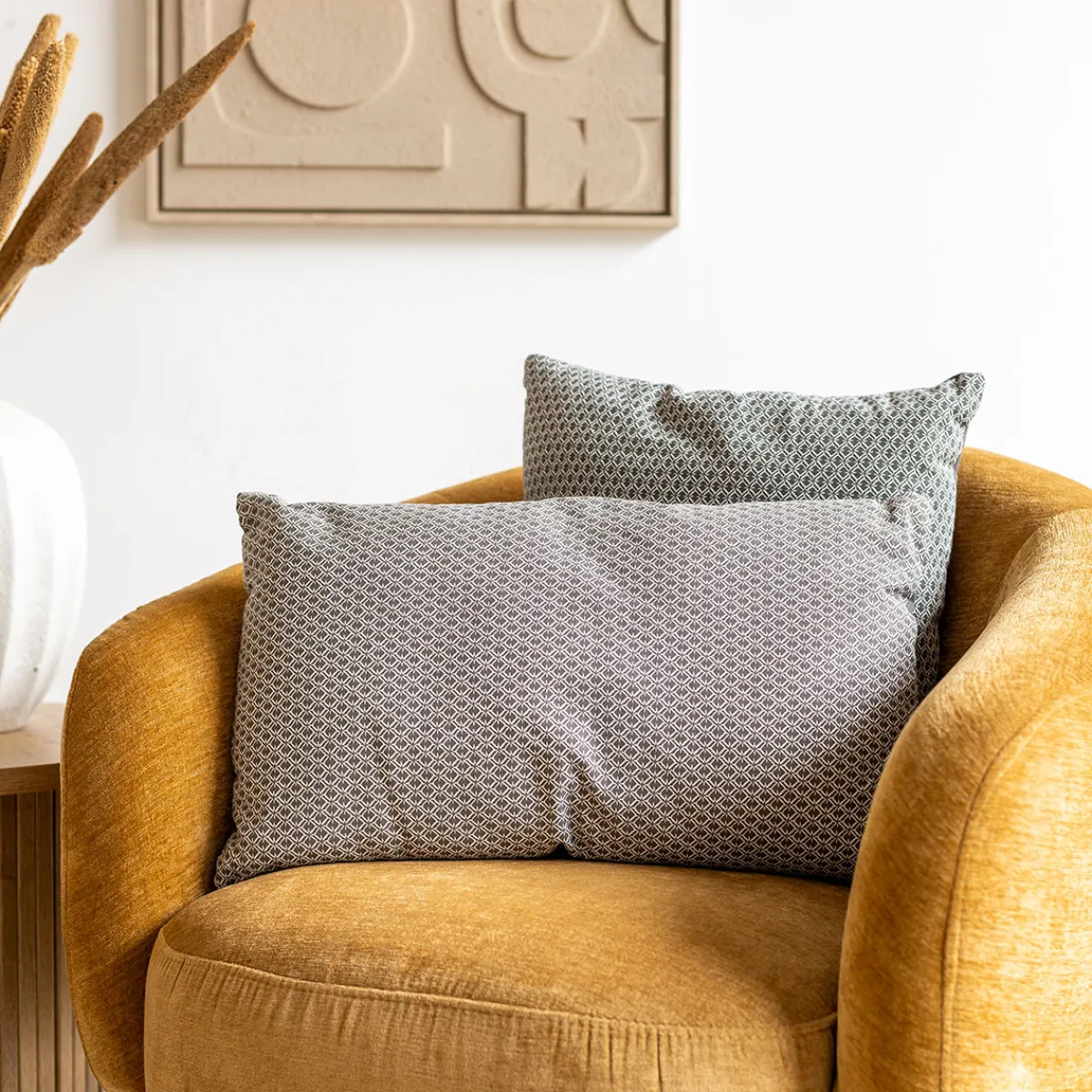 atmosphera Cojines Y Fundas Decorativas>Cojín Otto Gris Decorado 30x50Cm