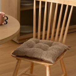 atmosphera Cojines Y Fundas Decorativas>Cojín Para Silla Bouclette Gris Pardo 38x38cm