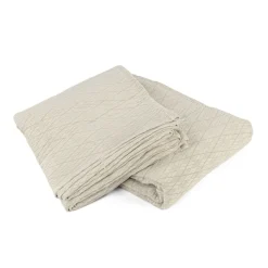 Edredones Y Colchas>Colcha Rombos Beige 240x260Cm