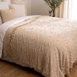 atmosphera Edredones Y Colchas>Colcha Slub Con Tuft Beige 240x260cm