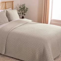 atmosphera Edredones Y Colchas>Colcha 240x260cm Y 2 Fundas Almohada Kalia Beige