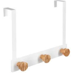 5five Perchas Y Travesaños>Colgador Puerta C/3 Ganchos Bambú Blanco
