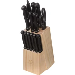 secret d'gourmet Placas Calefactoras Y Tablas De Cortar>Conjunto de 14 cuchillos de cocina con soporte