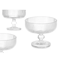 Platos Para Tartas, Tartas Y Bombones>Copa De Helado De Vidrio A Rayas 31Cl