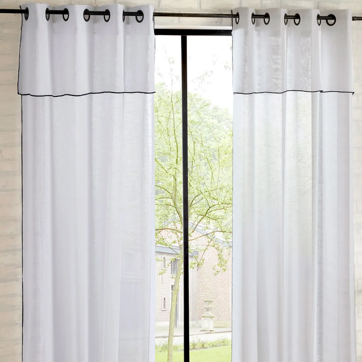 atmosphera Cortinas>Cortina Fred Blanco Y Rayas Negro 140x240cm