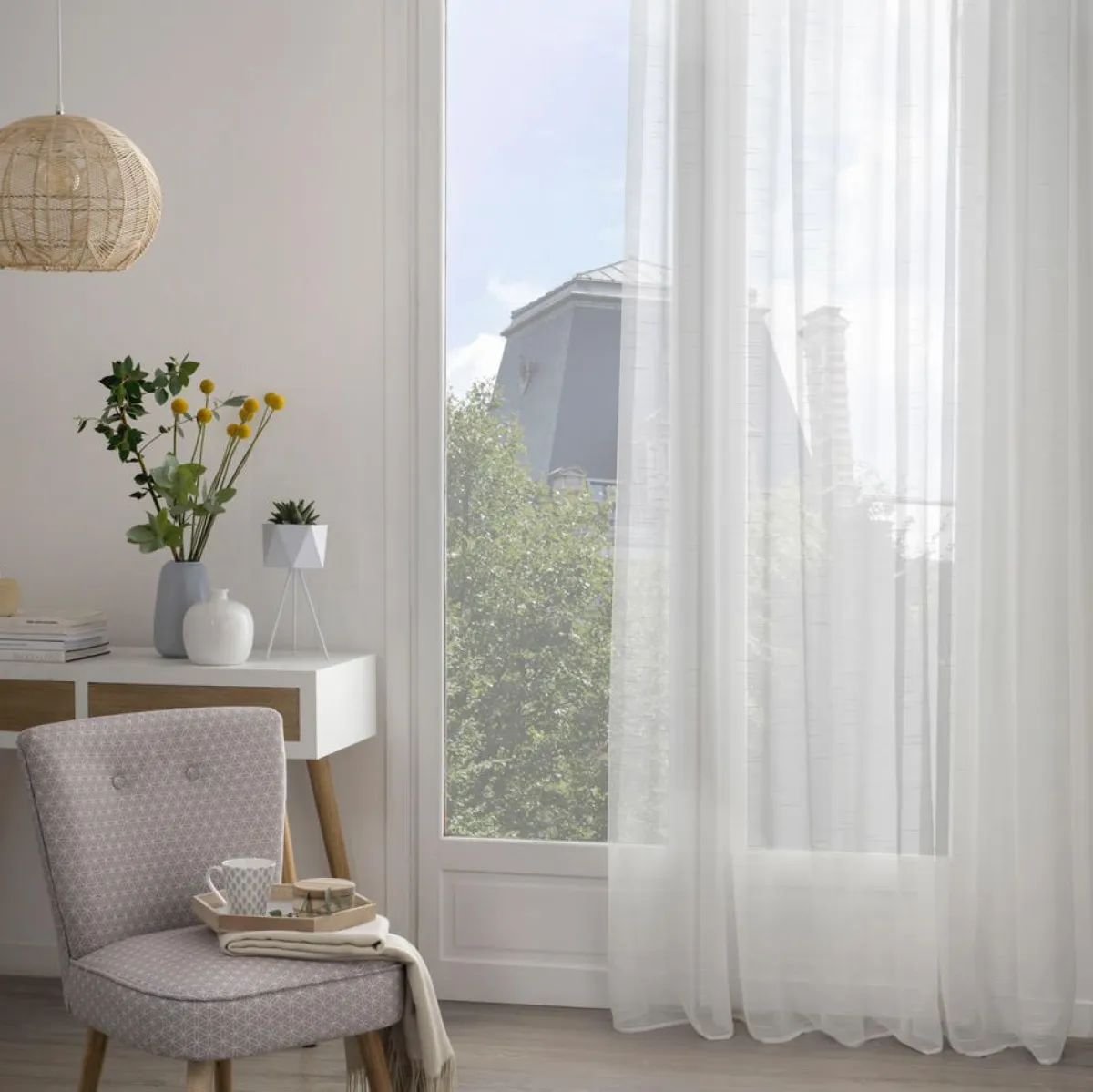 atmosphera Cortinas>Cortina Sam Organza Blanca 140x240Cm