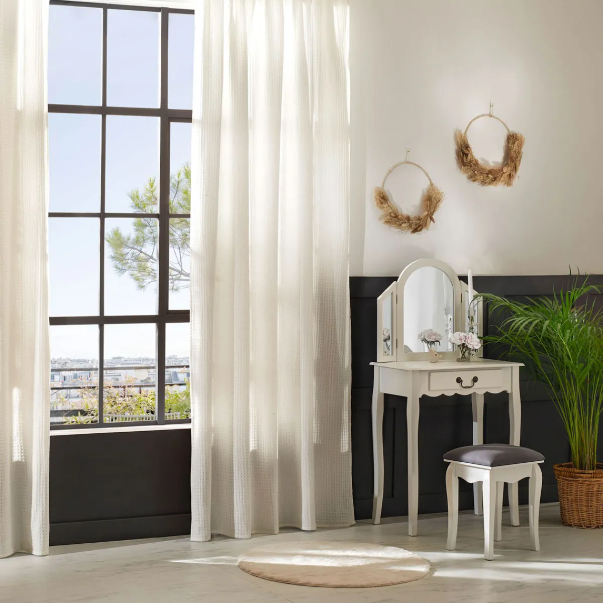 atmosphera Cortinas>Cortina The Floral Waffle Blanca 130x160cm