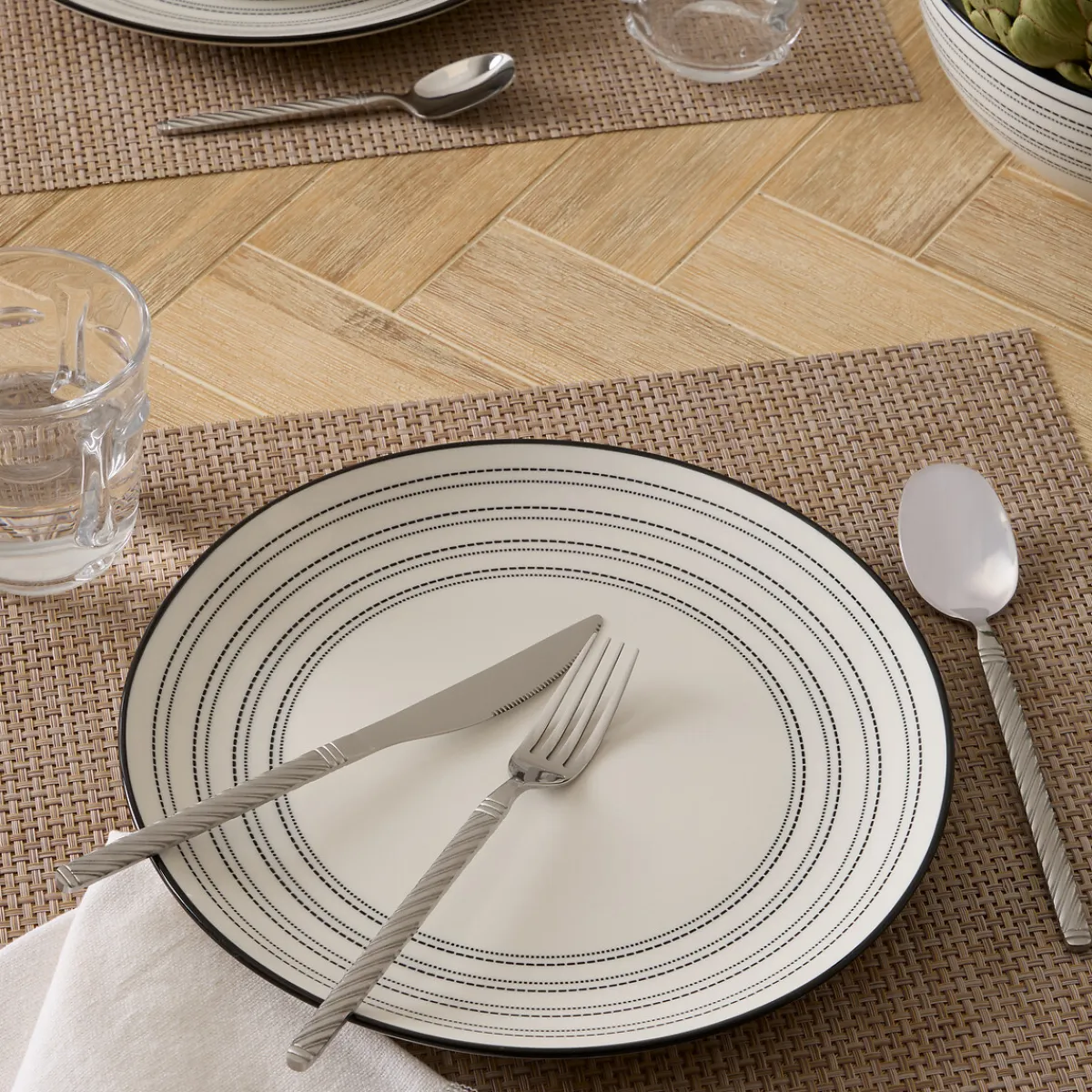 5five Cuchillería>Cubertería 24 piezas espiral plateado