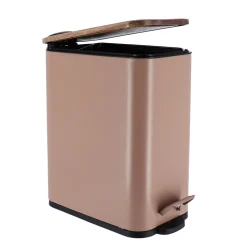 Cubos>Cubo de baño con tapa en metal gris pardo 5l