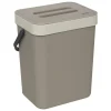 Botes De Basura Y Contenedores De Reciclaje>Cubo de basura con soporte beige 5l