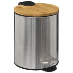 5five Cubos>Cubo De Basura Inox C/Tapa De Bambú 3L