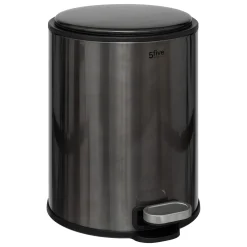 5five Botes De Basura Y Contenedores De Reciclaje>Cubo de basura negro de metal con pedal DELTA 6l