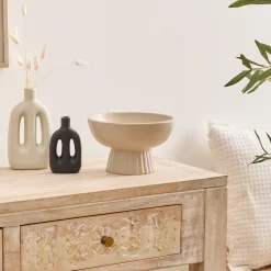 atmosphera Accesorios|Estilo Contemporaneo>Cuenco CHAYA beige de cerámica 14x22x22cm