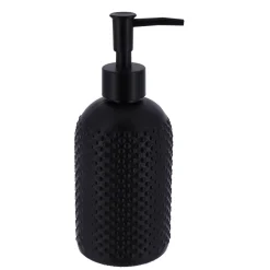 Accesorios De Lavabo>Dispensador de jabón líquido de vidrio negro 410ml