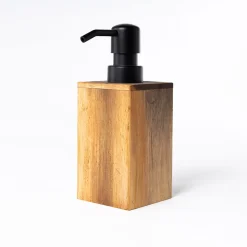 Accesorios De Lavabo>Dispensador marrón de madera acacia para jabón