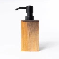 Accesorios De Lavabo>Dispensador marrón de madera acacia para jabón