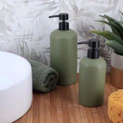 Accesorios De Lavabo>Dispensador Para Jabón Líquido Verde Efecto Piedra