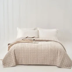 hôma Edredones Y Colchas>Edredón SEATTLE gris de terciopelo 220x240cm