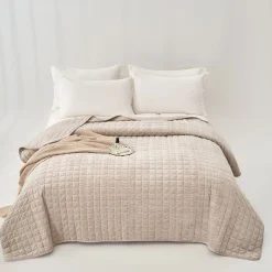 hôma Edredones Y Colchas>Edredón SEATTLE gris de terciopelo 220x240cm