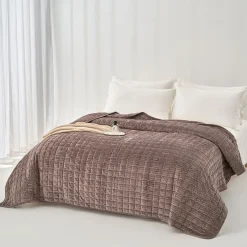 hôma Edredones Y Colchas>Edredón SEATTLE gris pardo de terciopelo 220x240cm