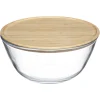 Cuencos, Fuentes Y Ensaladeras>Ensaladera de vidrio 2.5L con tapa bambú
